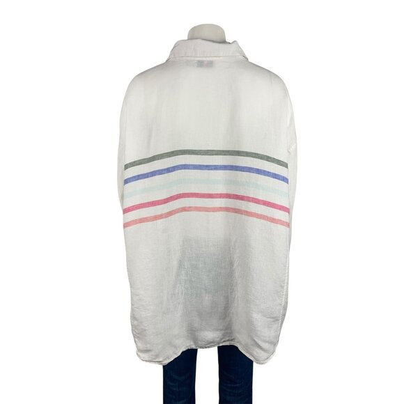 Vineyard Vines Rainbow Linen Weekend Button Down Shirt Womens 16 Long Sleeve - Picture 3 of 9